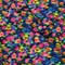 1 Yard Stretch Cotton Sateen Small Neon Tears Floral Ikat Print Fabric